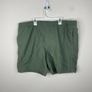Eddie Bauer Mens XL Green Mesh Lined Swim Trunks Drawstring Pockets